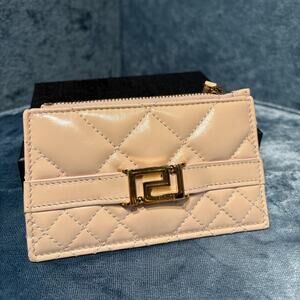 sale ends 4/19 Versace leather logo wallet beige New